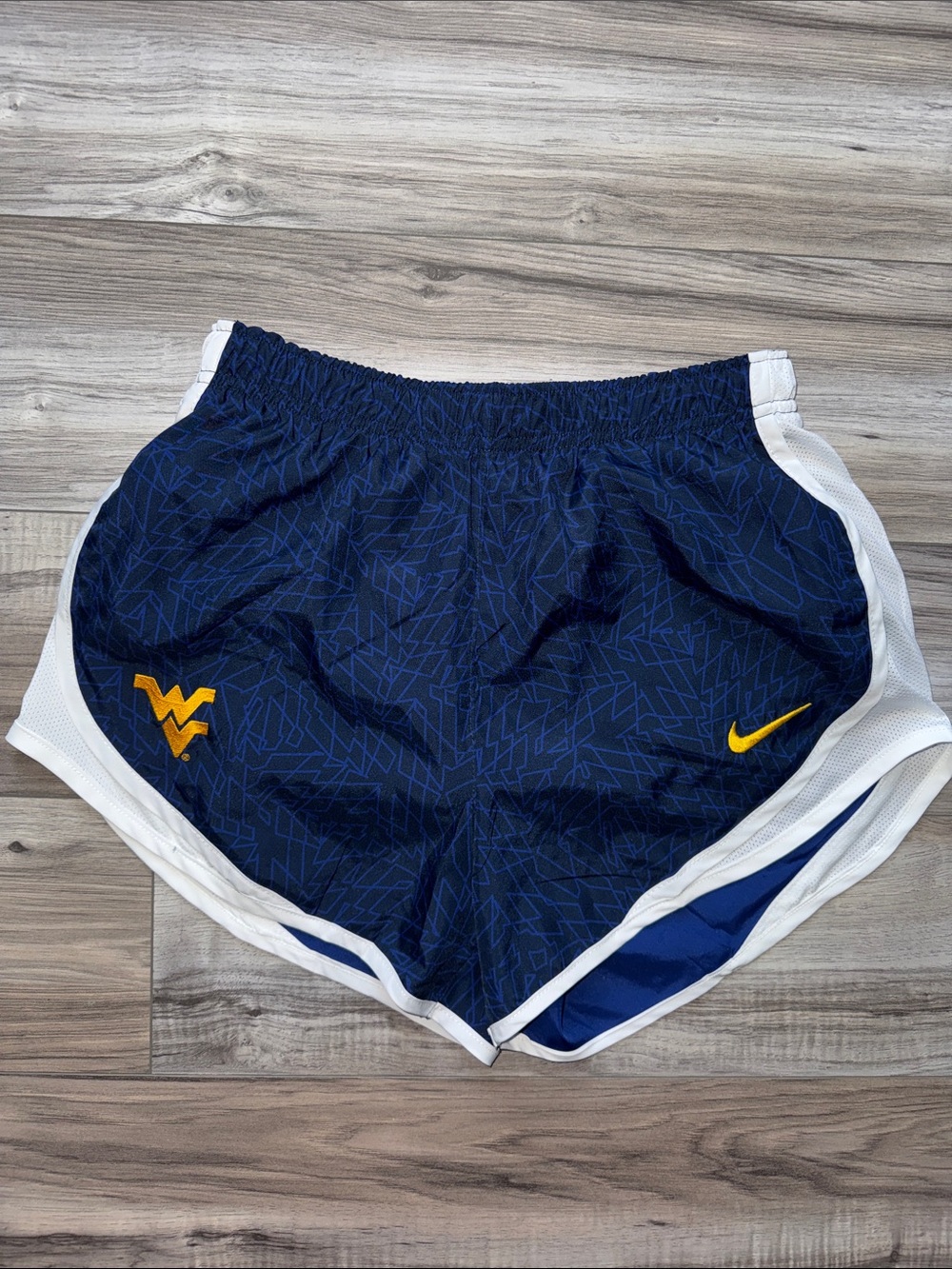 NWOT| Nike Women's Navy Athletic Shorts with White Trim and Yellow Logos